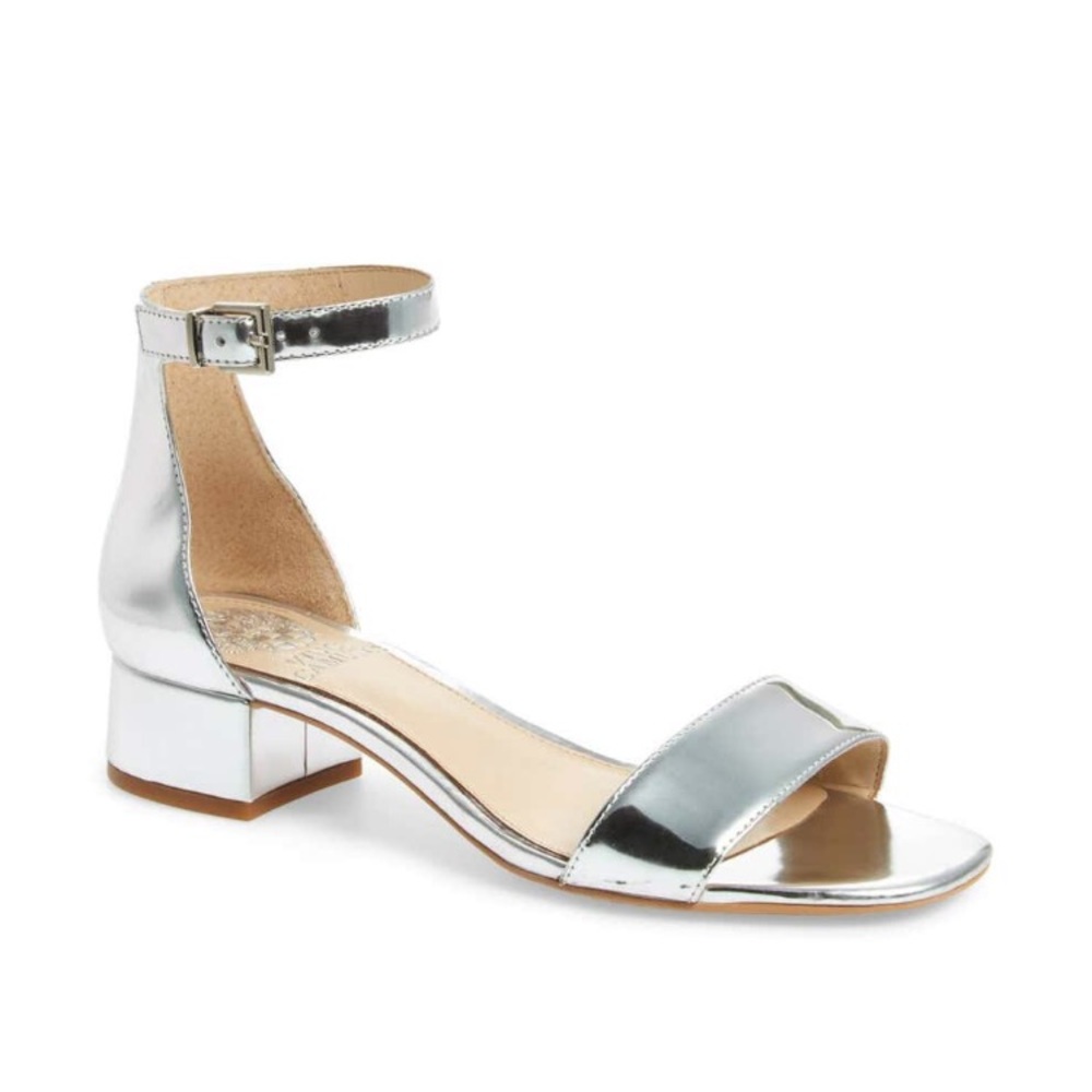 Silver low heel sandals
